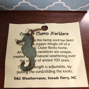 Copper Seahorse and Hemp Cord Necklace